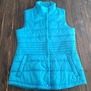 Roper Western Womens Puffer Vest Lime Green Snap Front Size Medium